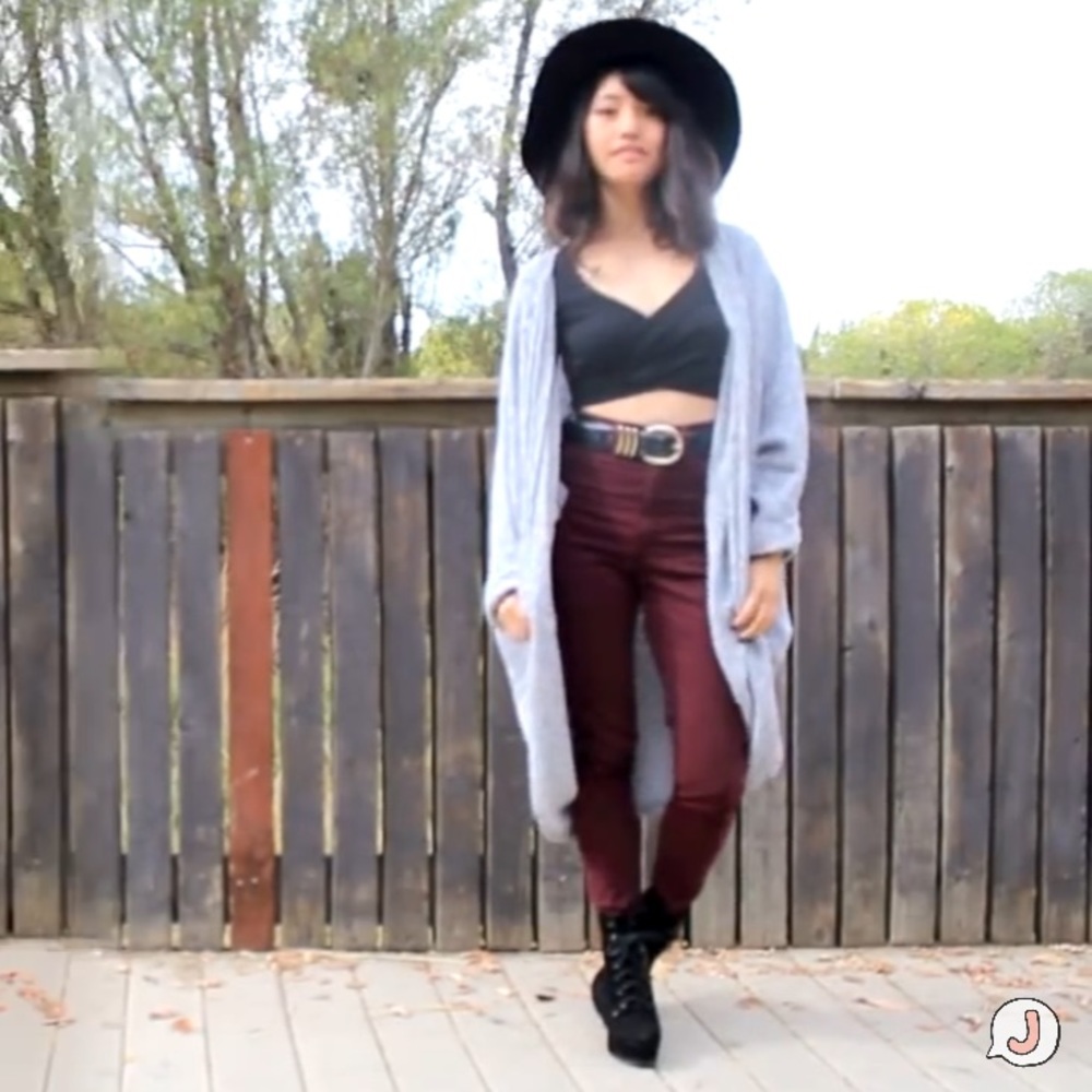 Maroon high waisted pants